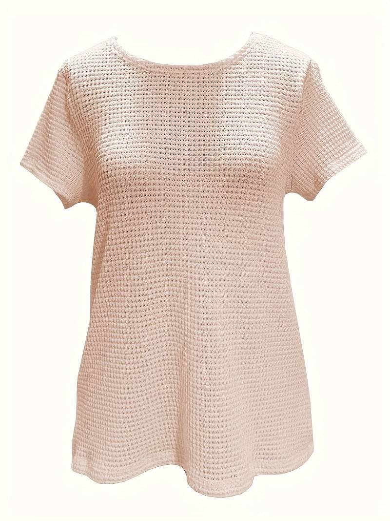 T Shirt Femme Décolleté Rond Dentelle Coton Confortable-4