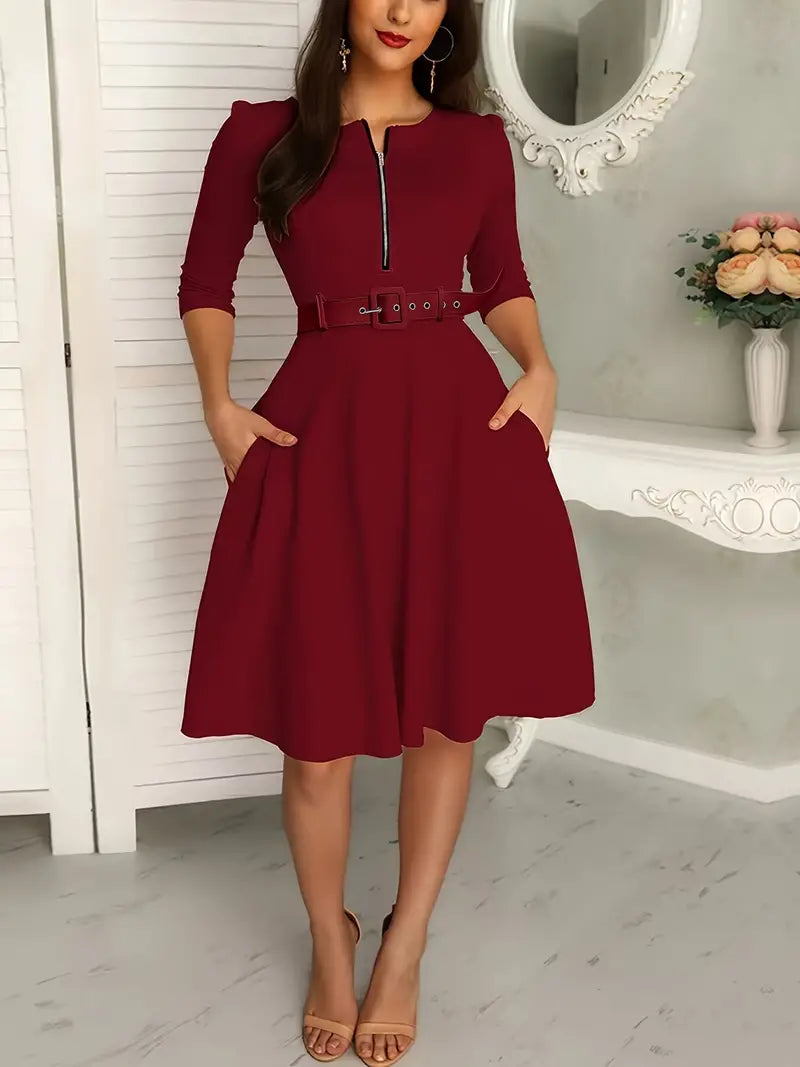 Variant image for Robe Femme Décolleté Circulaire avec Fermeture Éclair en Polyester-1