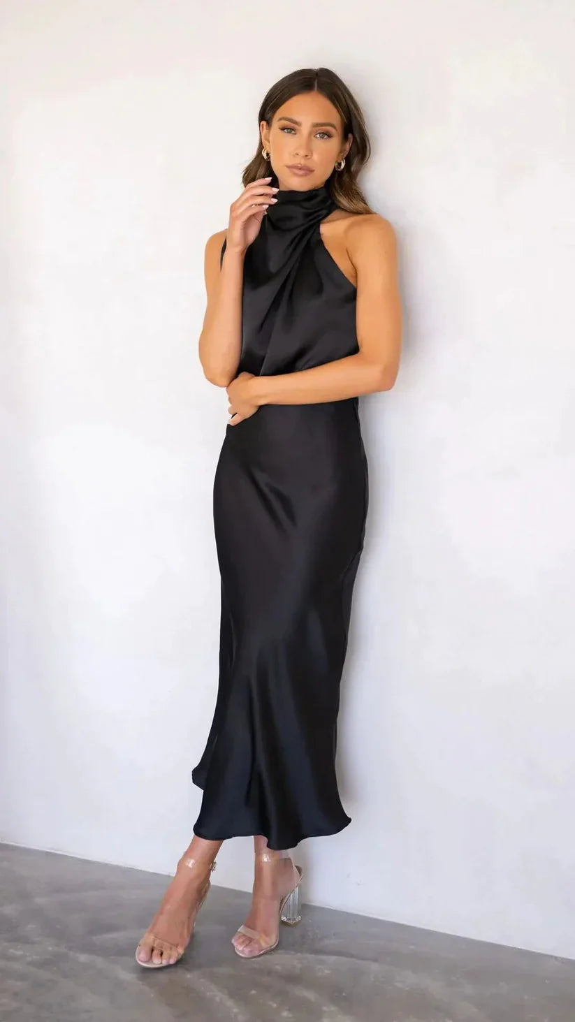 Variant image for Robe Femme Longue Satinée à Une Épaule Élégante pour Soirée-16