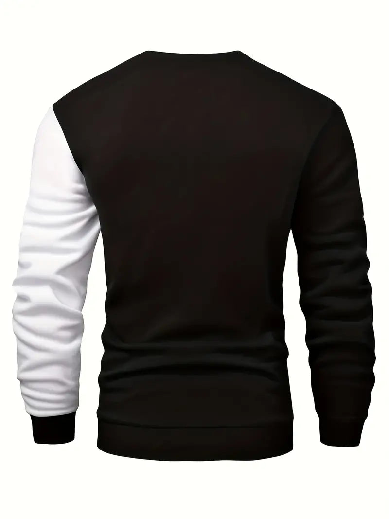 Pull Homme à Blocs de Couleur Décolleté Circulaire Mélange Coton Polyester-2