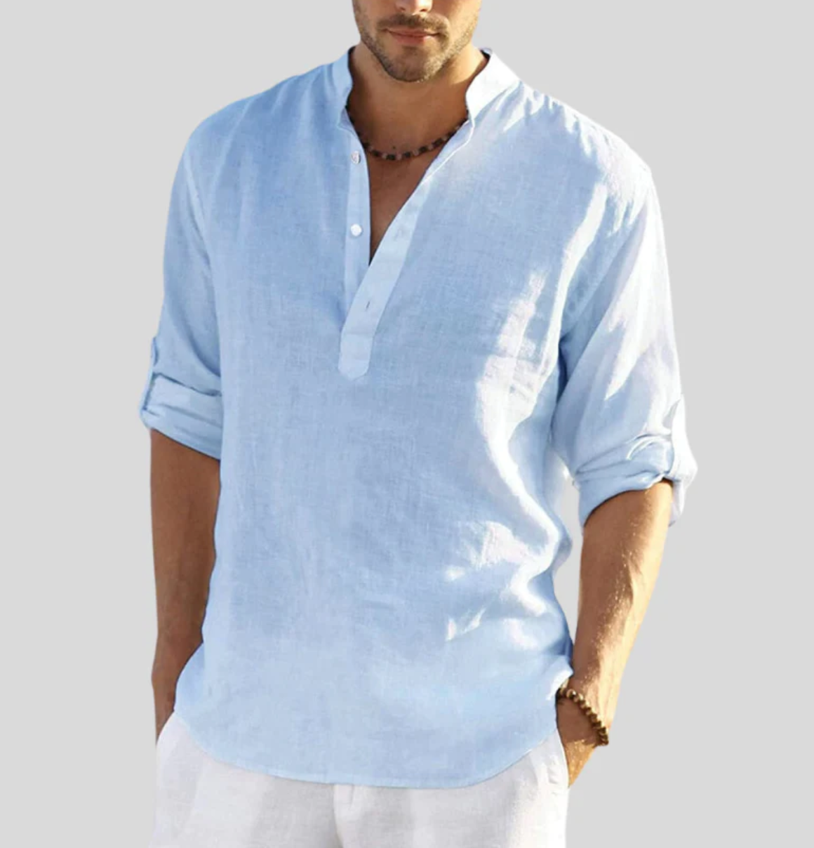 Variant image for Chemise Homme Élégante en Lin Légère Manche Courte-17