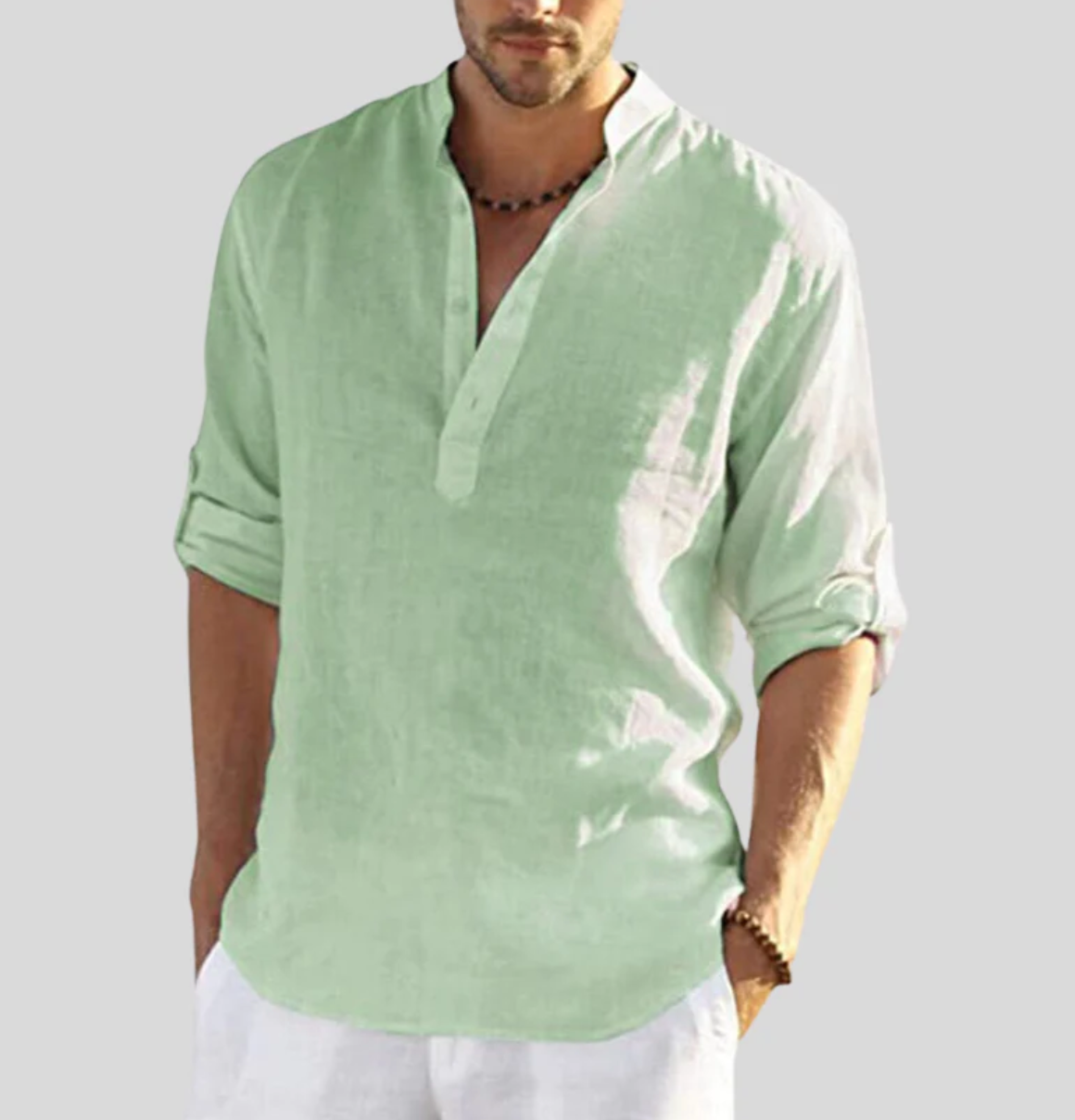 Variant image for Chemise Homme Élégante en Lin Légère Manche Courte-42