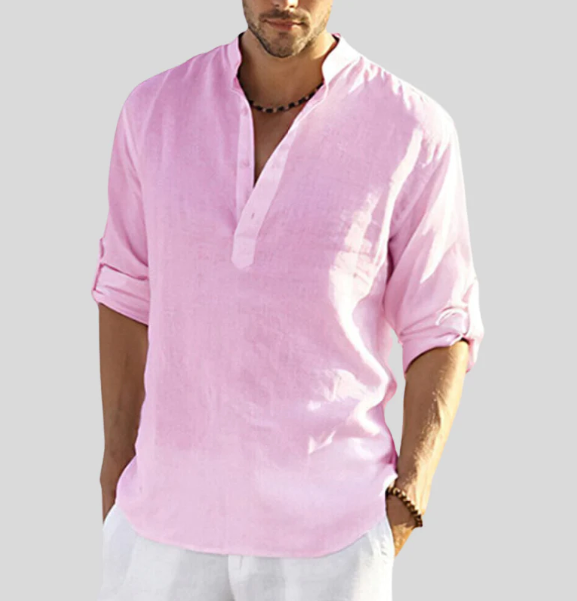Variant image for Chemise Homme Élégante en Lin Légère Manche Courte-18