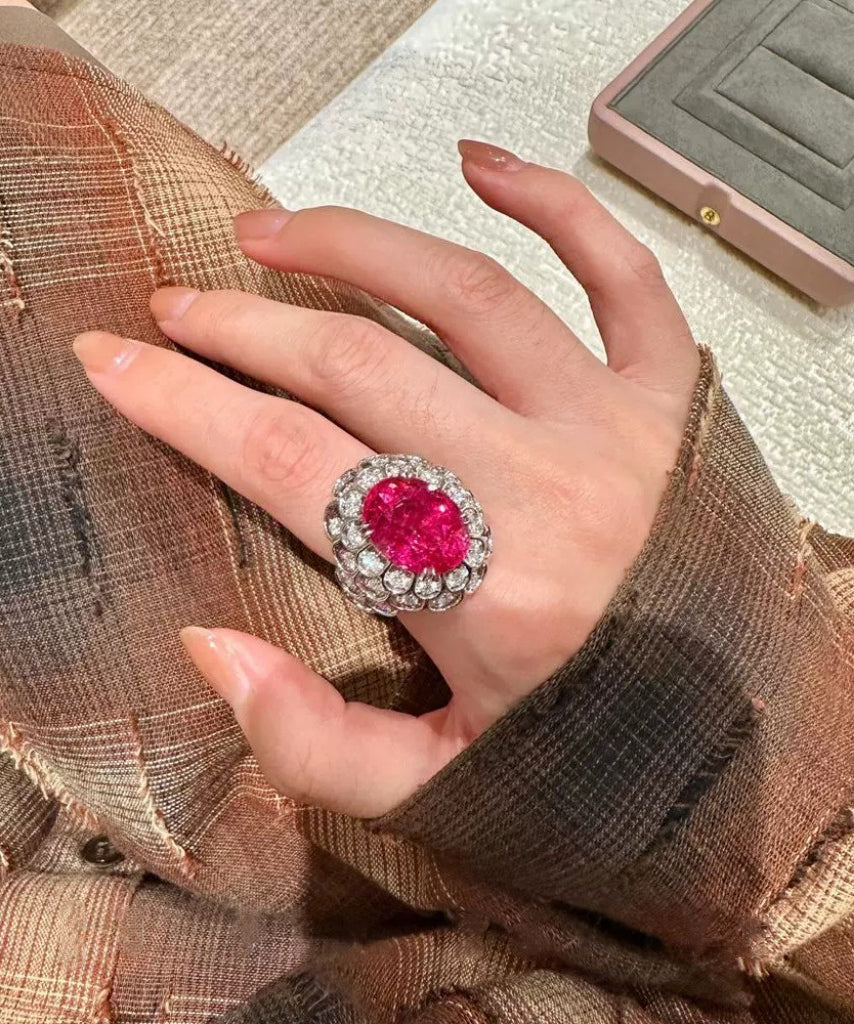 Bagues pour femmes style alliage avec zircon rose 2