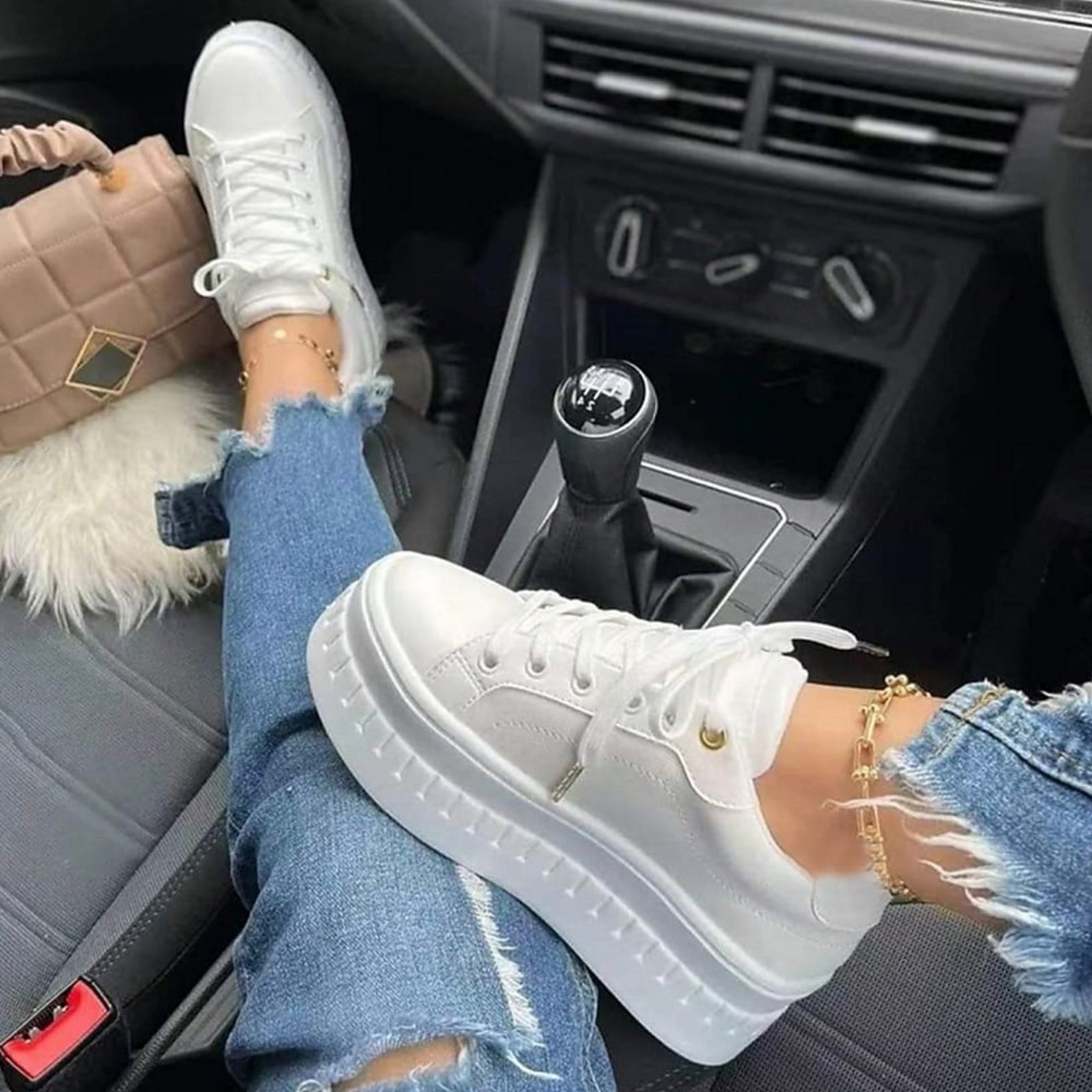 Baskets Femme Mode Semelle Épaisse Casual Chic 1