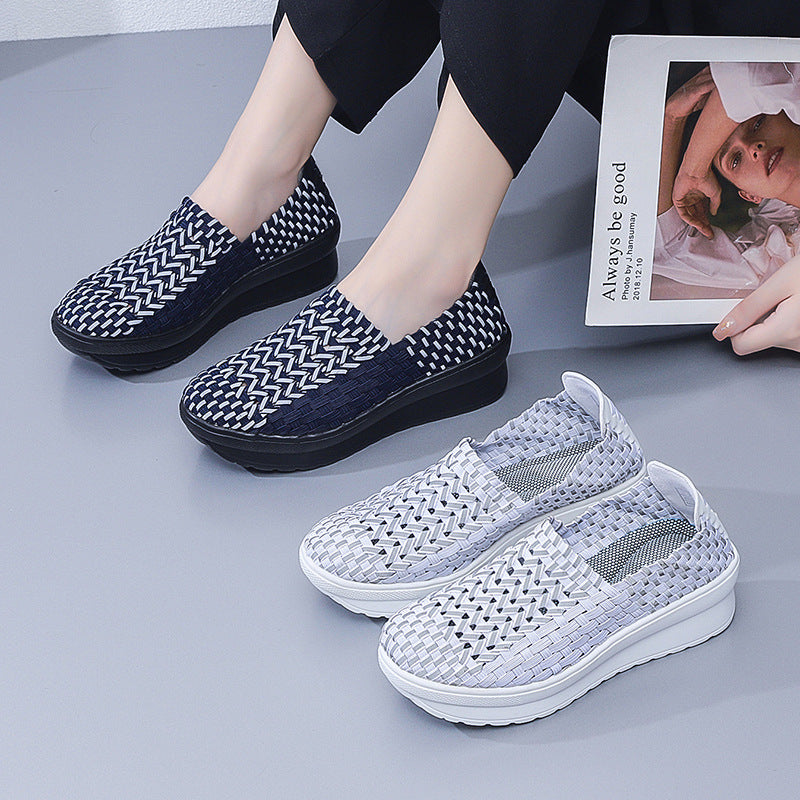Baskets Femme Slip-On Tressées Confortables 1