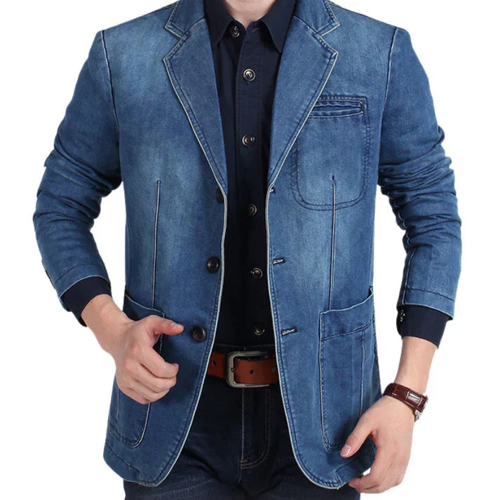 Blazer pour hommes en denim décontracté 2