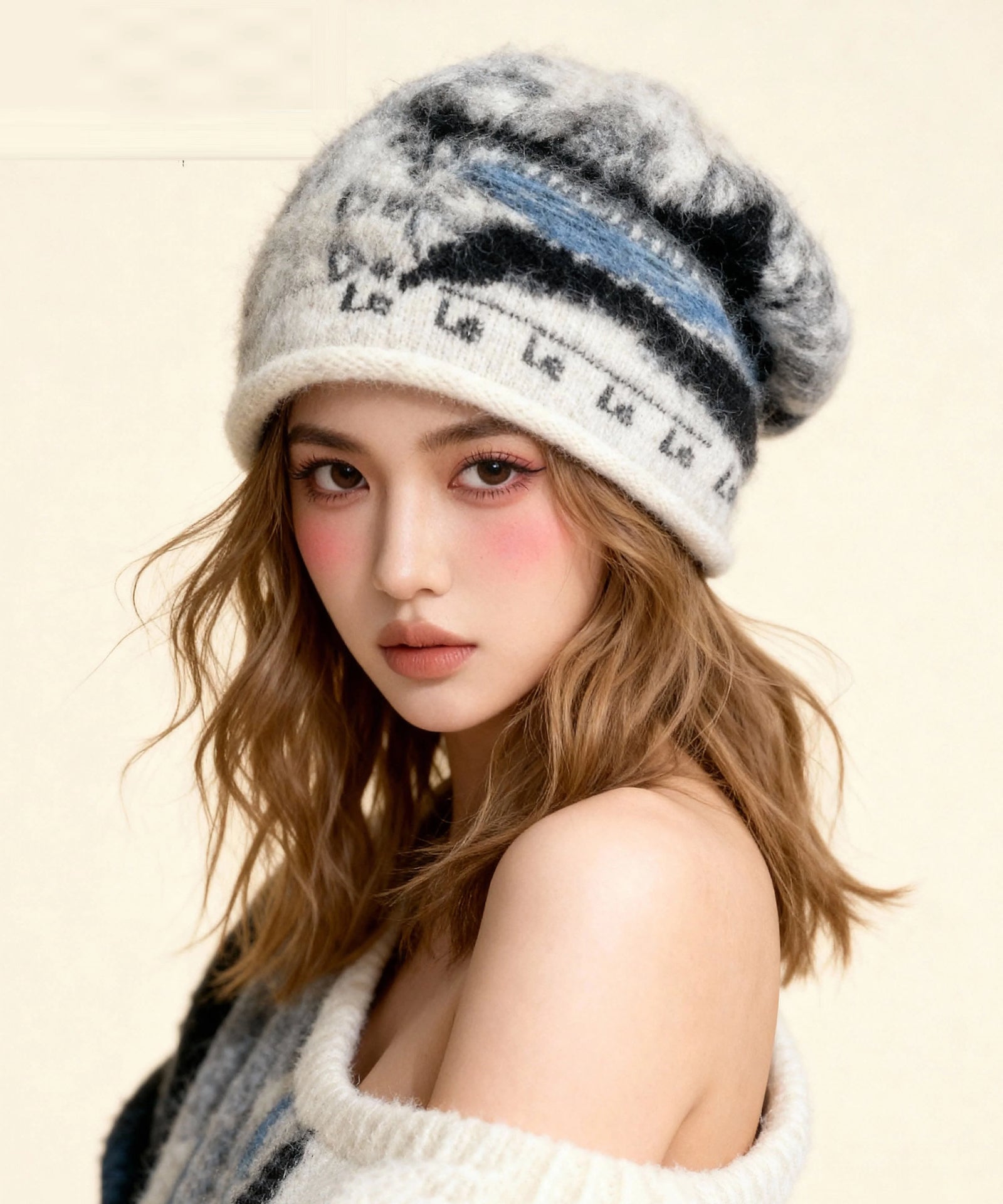 Bonnet Femme Imprimé Style Maille Douillet 3
