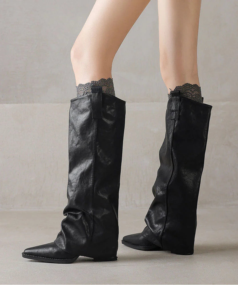 Bottes Hiver Femme Souples à Bout Pointu et Semelles Épaisses 2