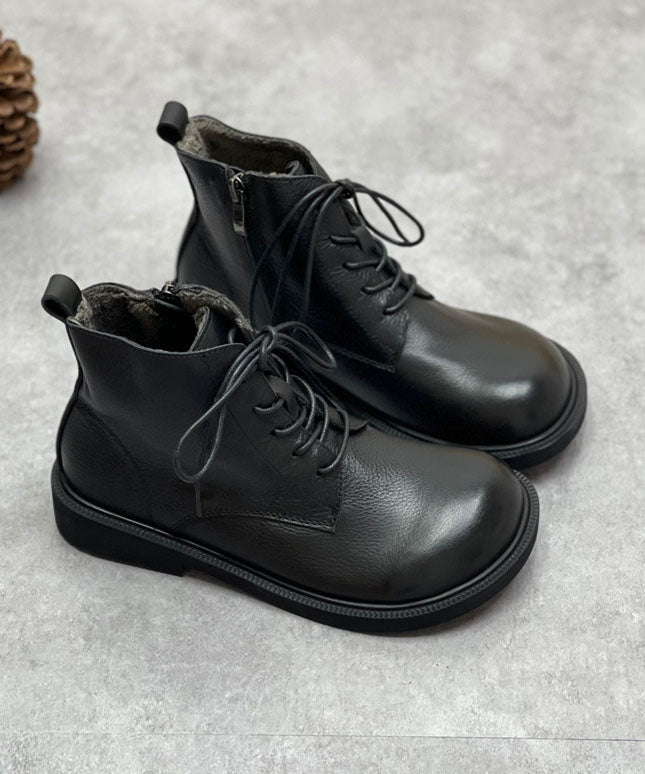 Bottes à lacets pour femmes en cuir 1