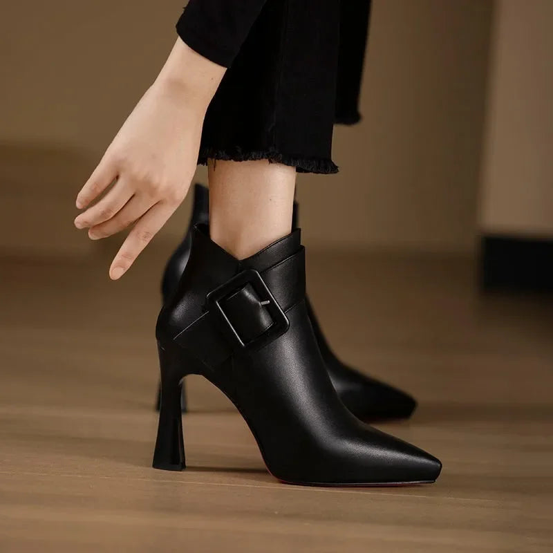 Bottines Femme à Talons Hauts avec Boucle 0