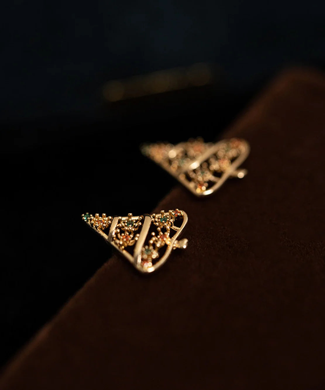 Boucles d'oreilles puces femme style vintage sapin de Noël 3