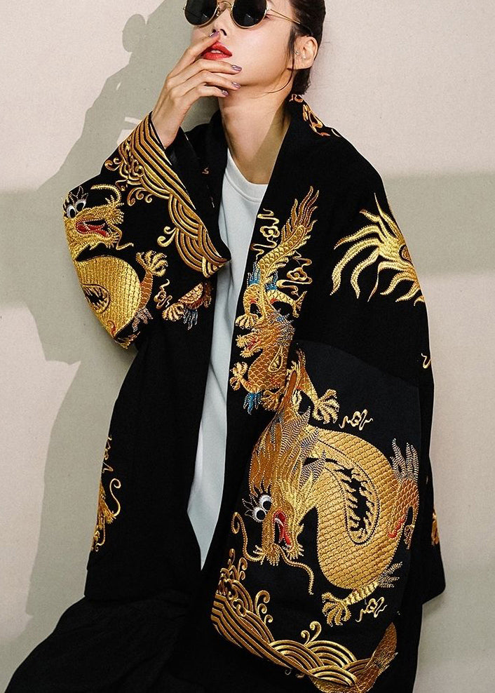 Cardigan Femme Oversized en Coton avec Motif Dragon 3