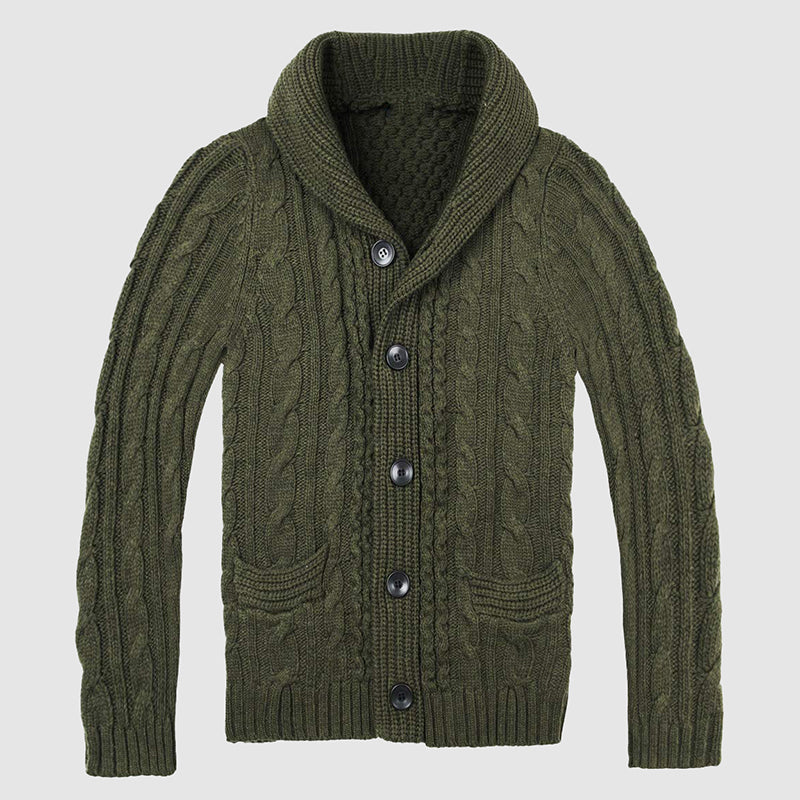 Cardigan Homme Torsadé à Col Châle avec Poches Avant 4