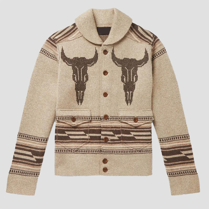 Cardigan Western pour Hommes avec Imprimé Taureau 2