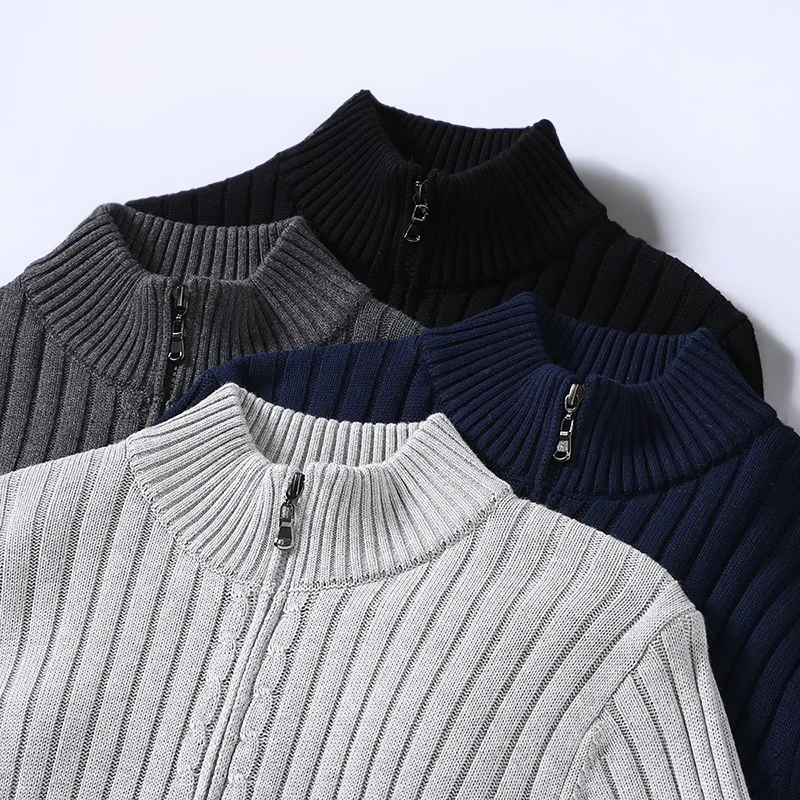 Cardigan pour homme en maille côtelée avec fermeture zippée 3