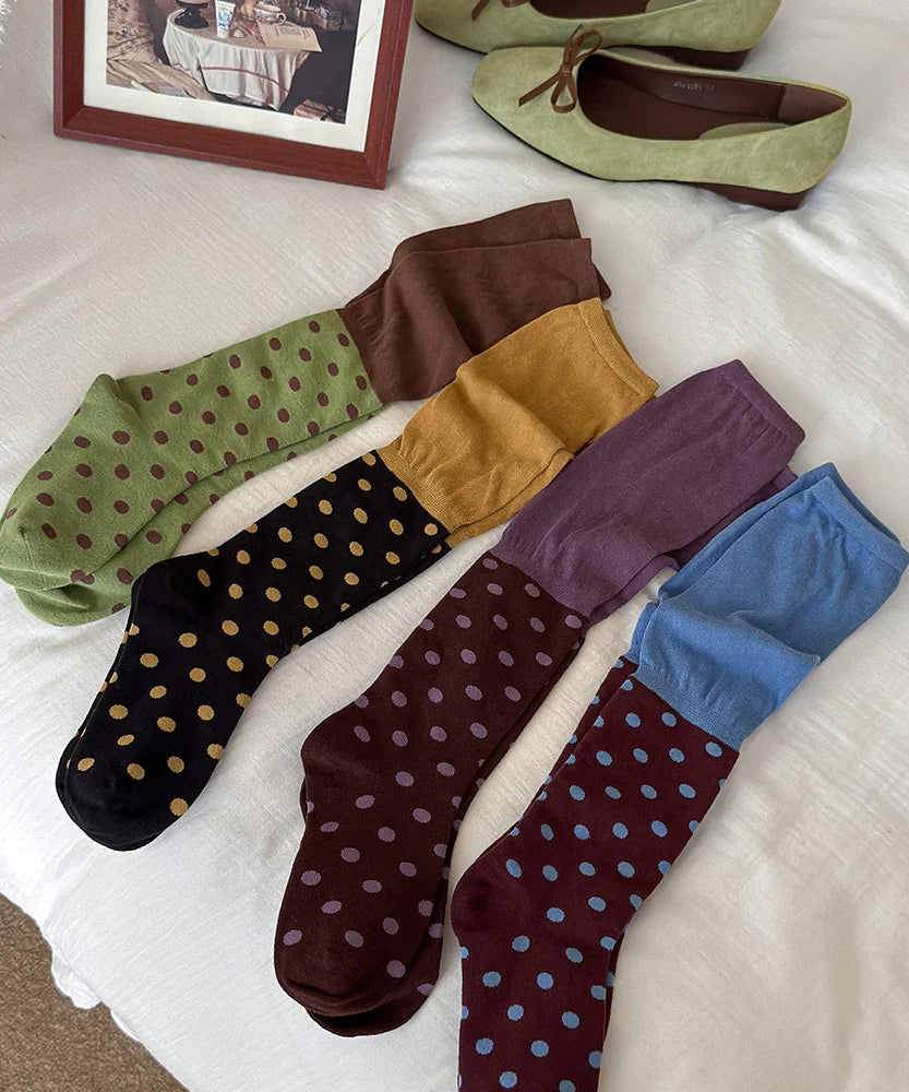 Chaussettes Hautes Femme à Pois Style Japonais 4