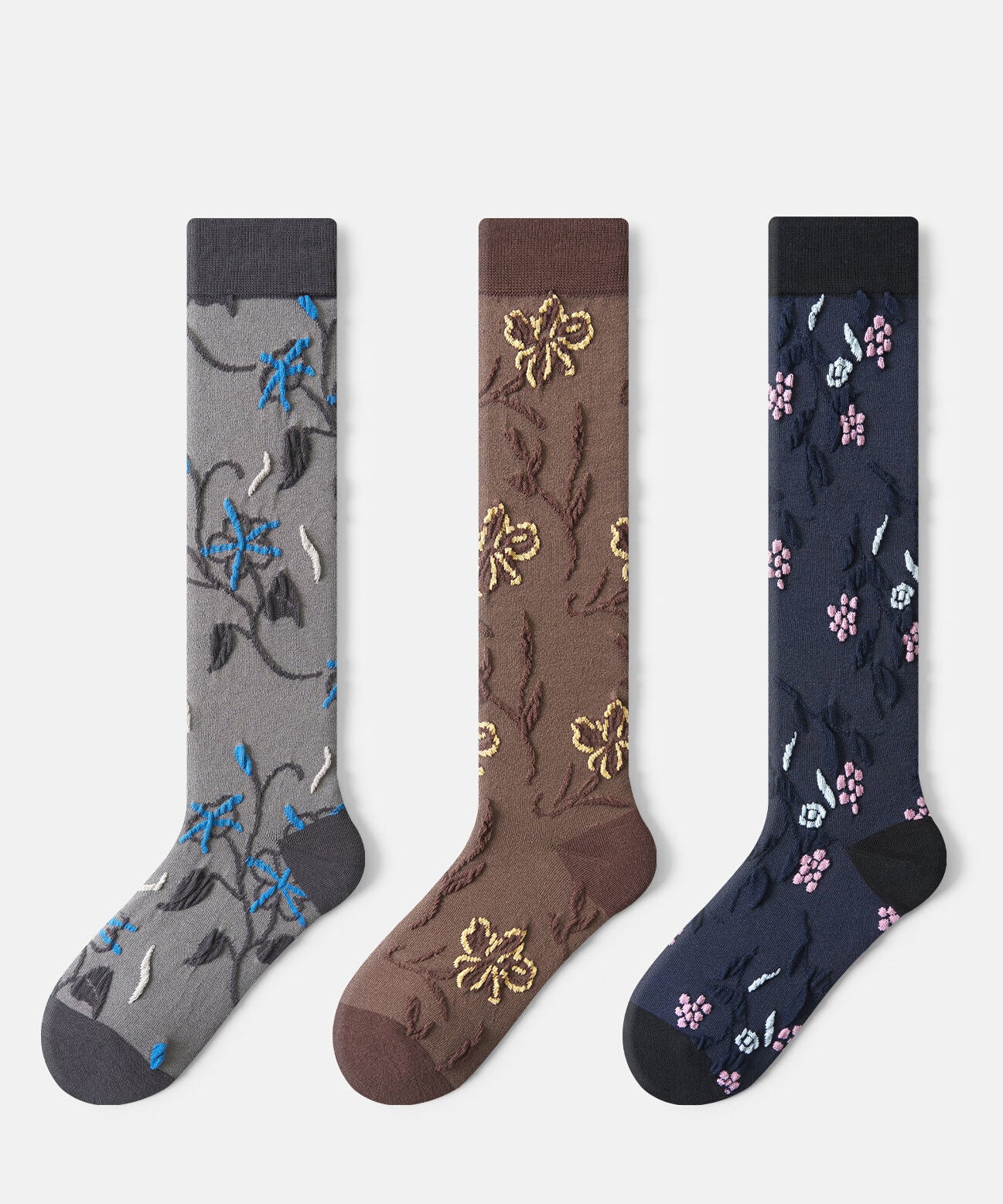 Chaussettes Pour Femme Mi-Mollet Patchwork Confortables 3