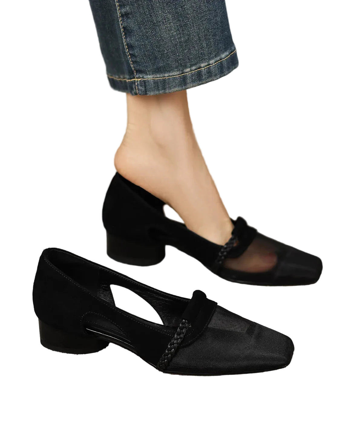 Chaussures pour femme ajourées avec talon compensé 1