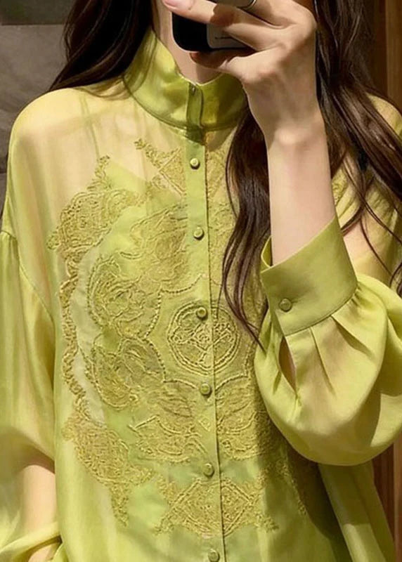 Chemise Femme Brodée à Manches Longues Chic 1