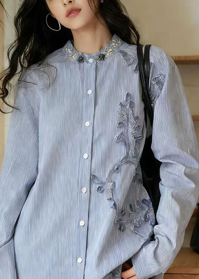 Chemise Femme Style Bohème Boutonnée à Rayures 1