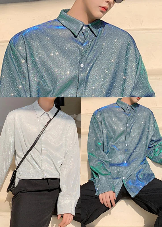Chemise Homme Coupe Ample à Paillettes Automne 4