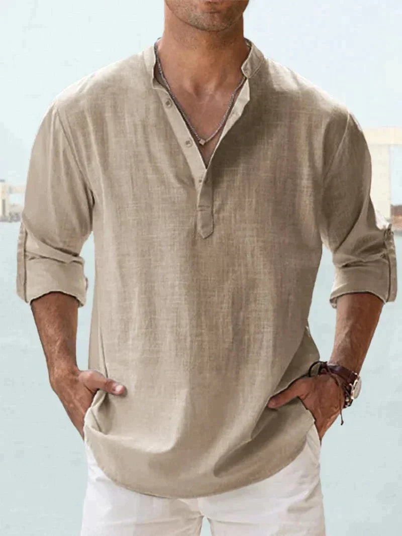 Chemise Homme Lin Moderne Col Ouvert Spacieuse 3