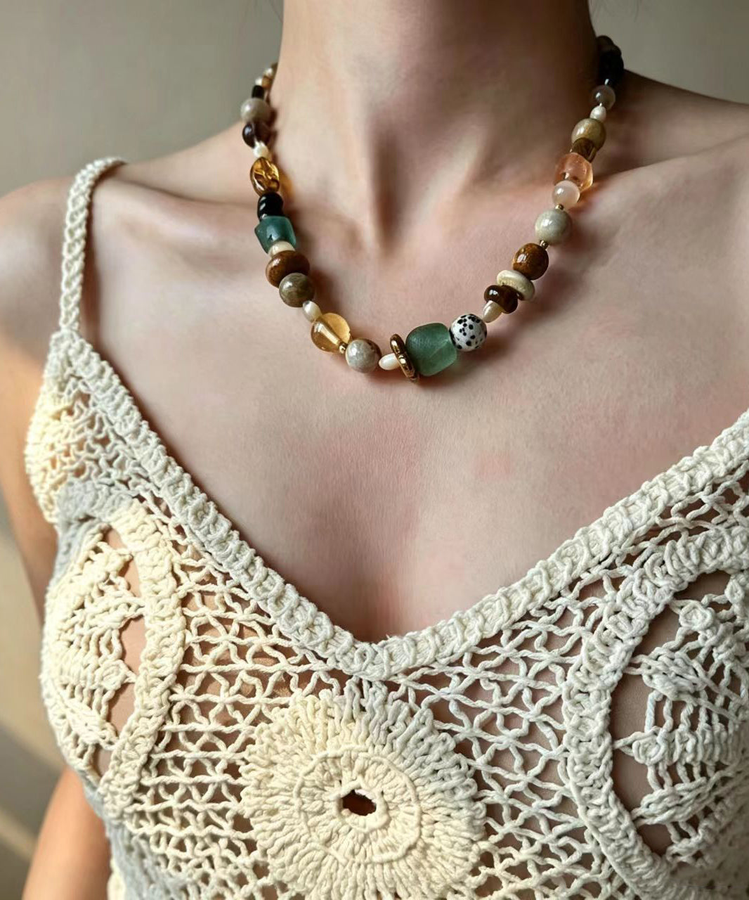 Collier Femme Bohème Multicolore en Perles Naturelles 0