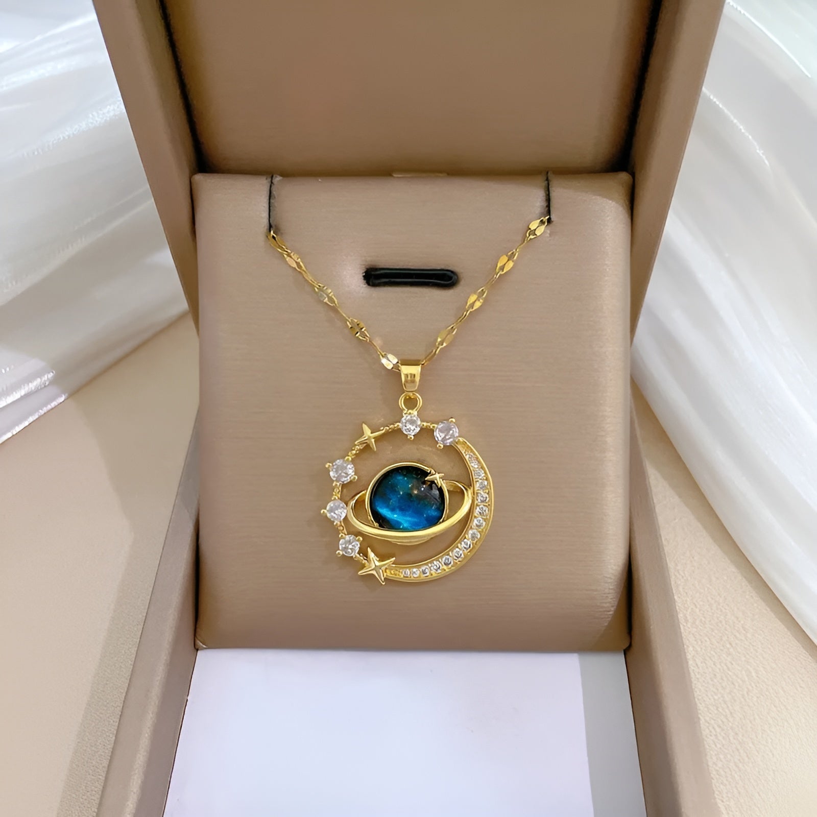 Collier Femme Chaîne Câblée avec Pierres Précieuses Aigue-Marine 4