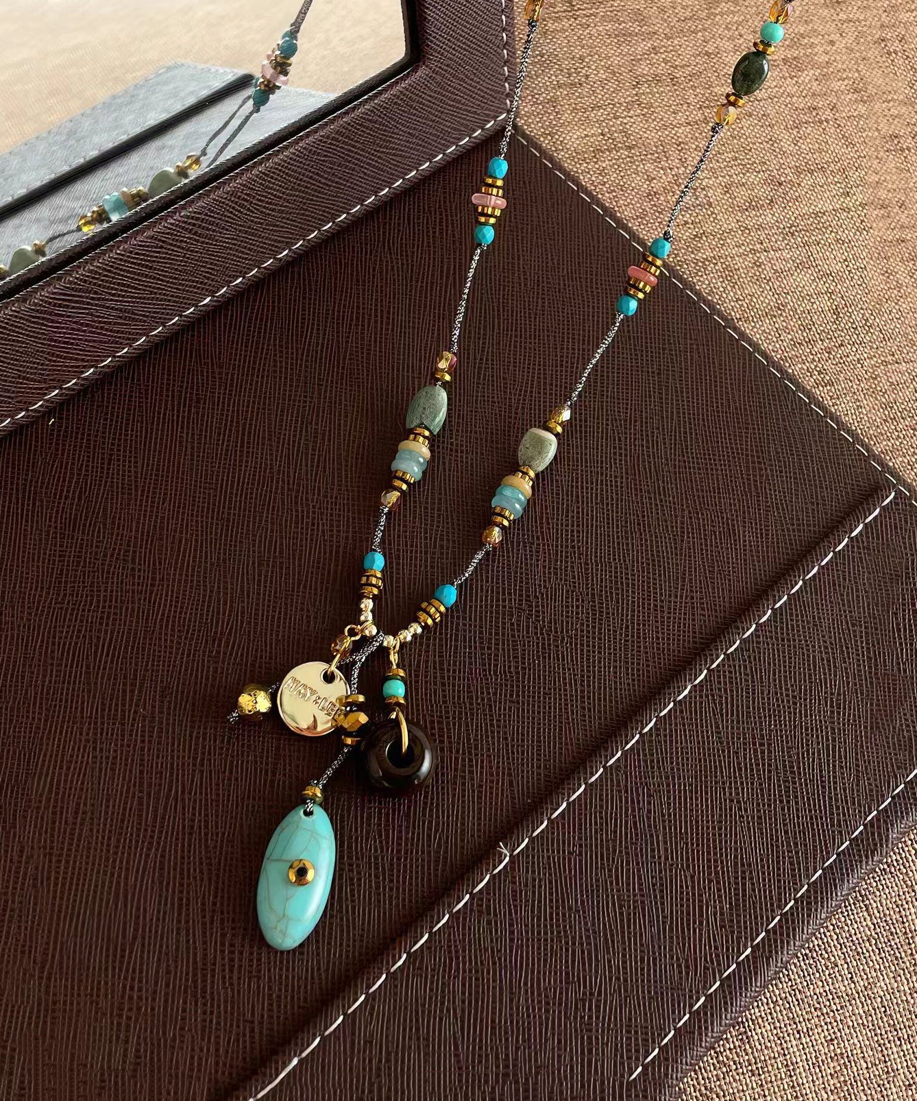 Collier Lariat Femme Style Boho avec Perles Turquoise 3