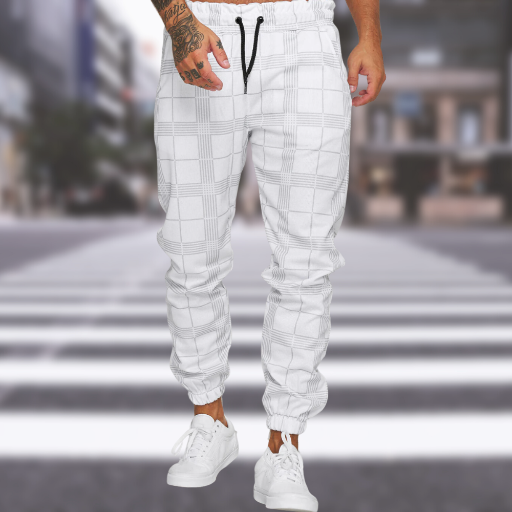 Variant image for Pantalon Homme à Carreaux Élégant en Mélange de Coton-13