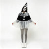 Déguisement Femme Clown Pierrot Halloween Cape à Volants et Chapeau 4