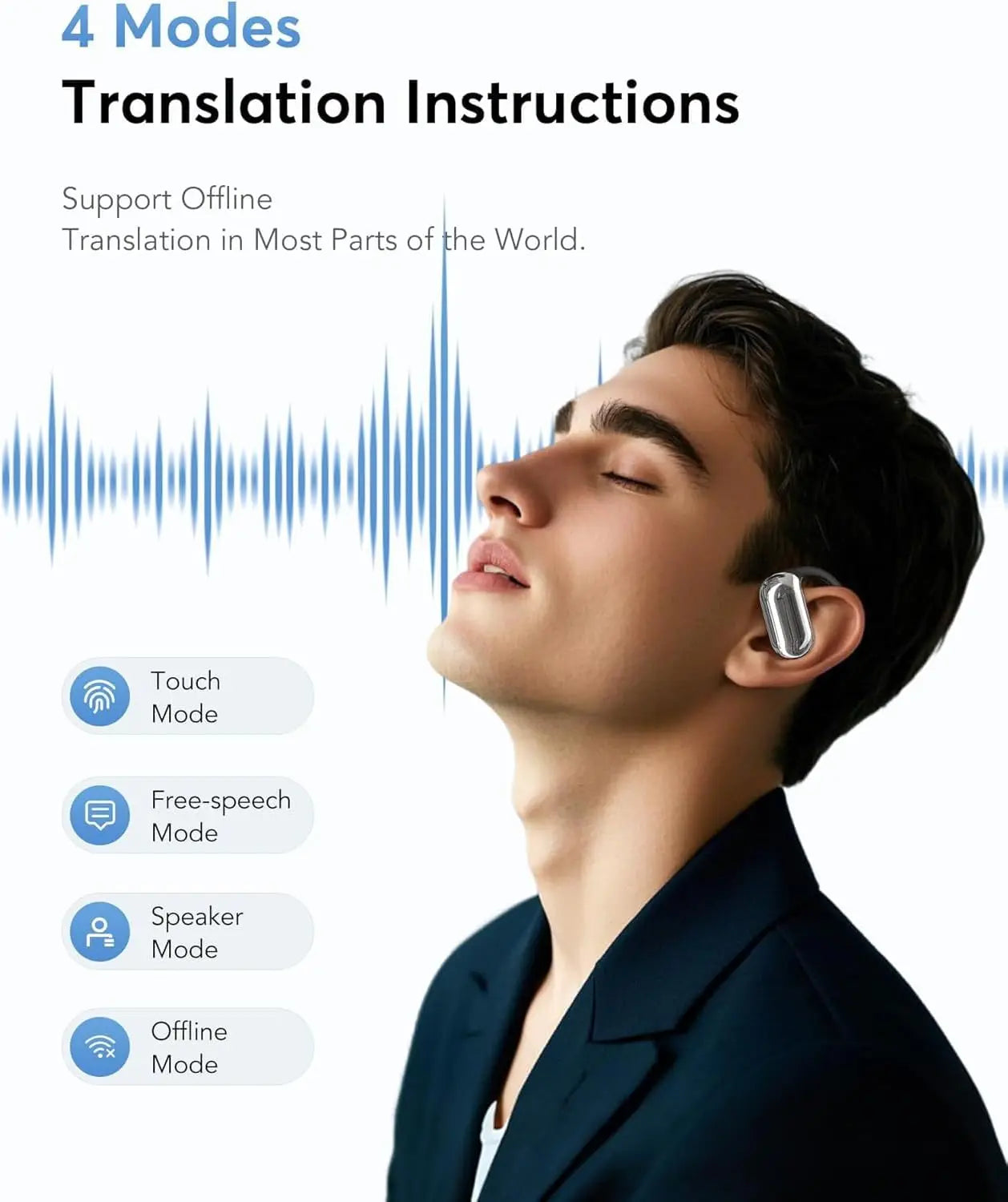 Écouteurs Sans Fil Bluetooth Multilingues avec Traduction AI 1