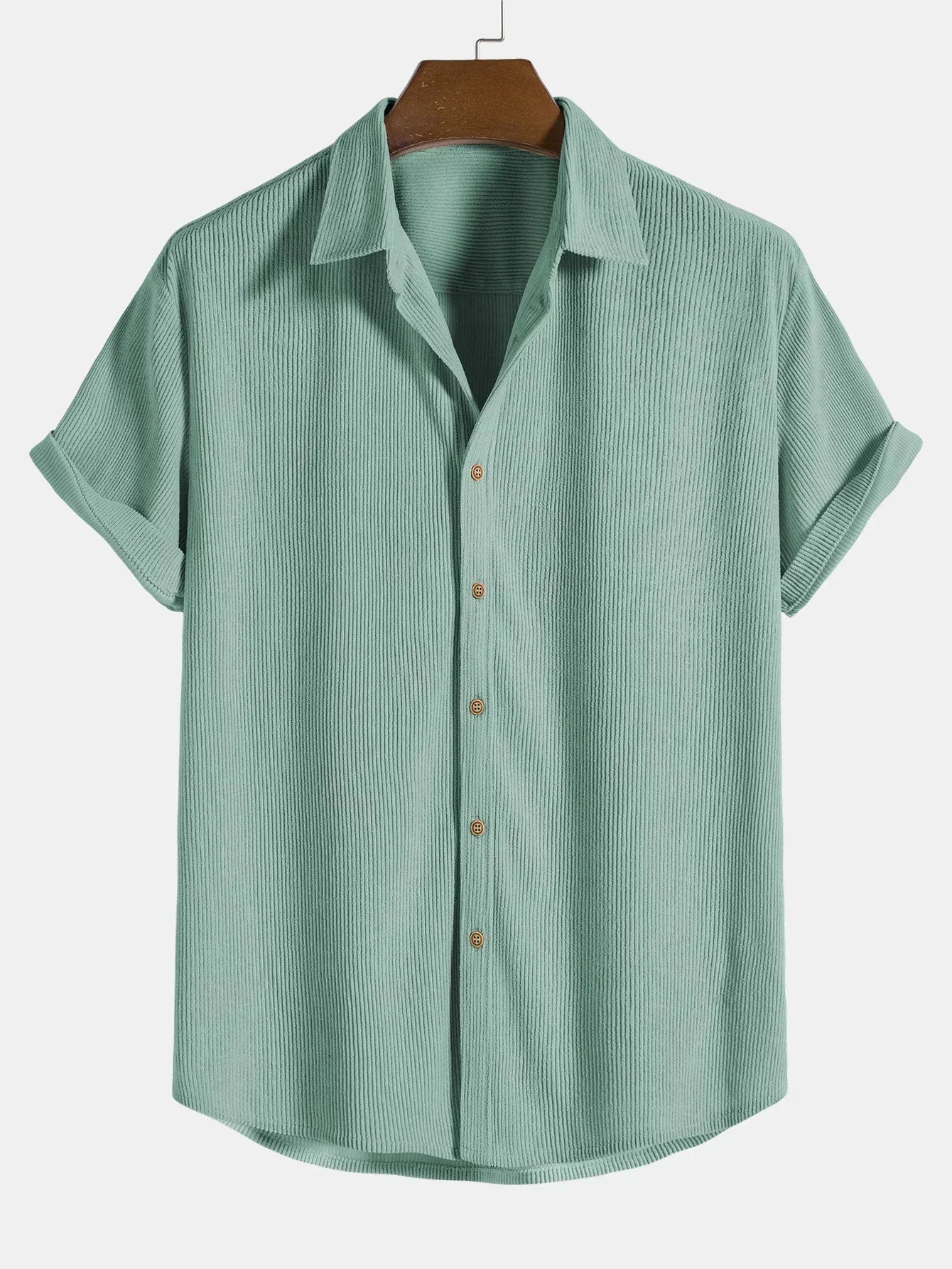 Variant image for Chemise d'Été Homme Coton Léger Manches Retroussables Beige Noir Turquoise-10