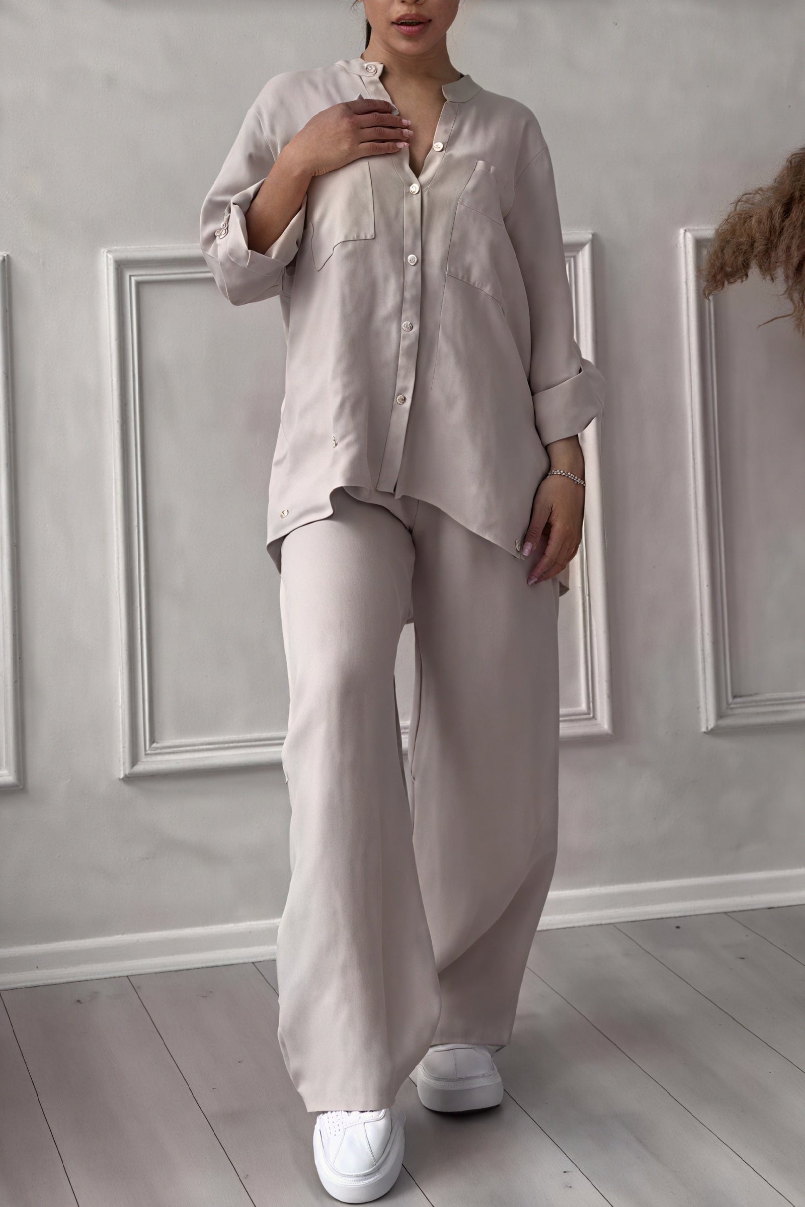 Ensemble Femme Chemise Oversize et Pantalon Large 1