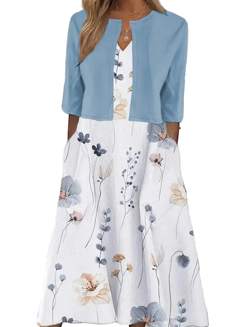 Ensemble Femme Robe Fleurie avec Haut Court 0