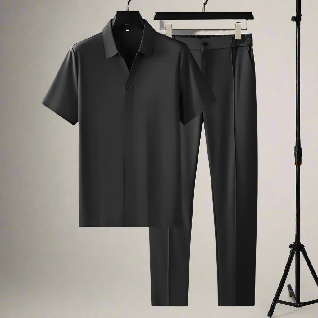 Ensemble Pour Hommes Polo Pantalon Tweed Respirant 3