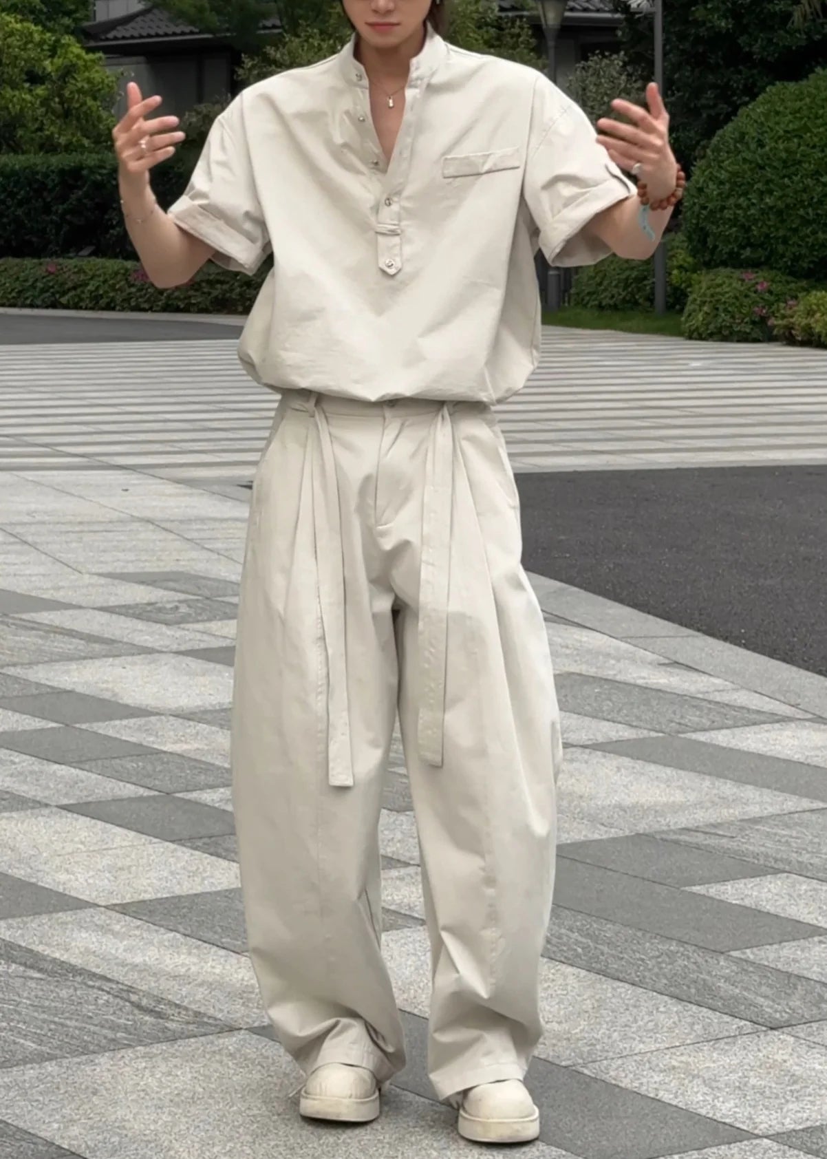 Ensemble deux pièces homme oversize kaki automnal 3