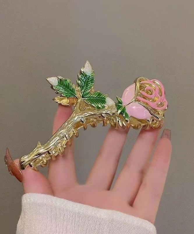 Épingle à cheveux pour femme style boutique avec zircon rose 0