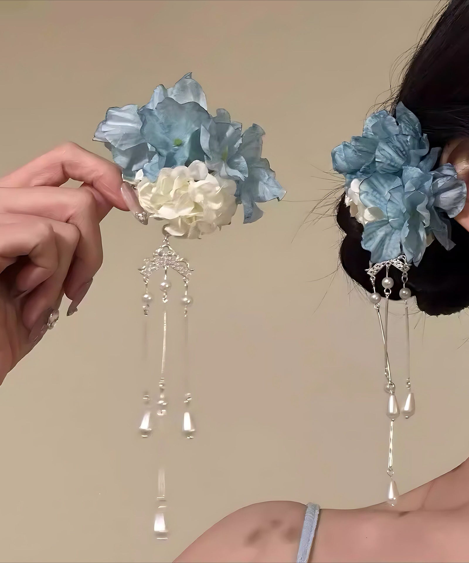 Épingles à Cheveux Florales Pour Femme Style Pompon Artisanales 0