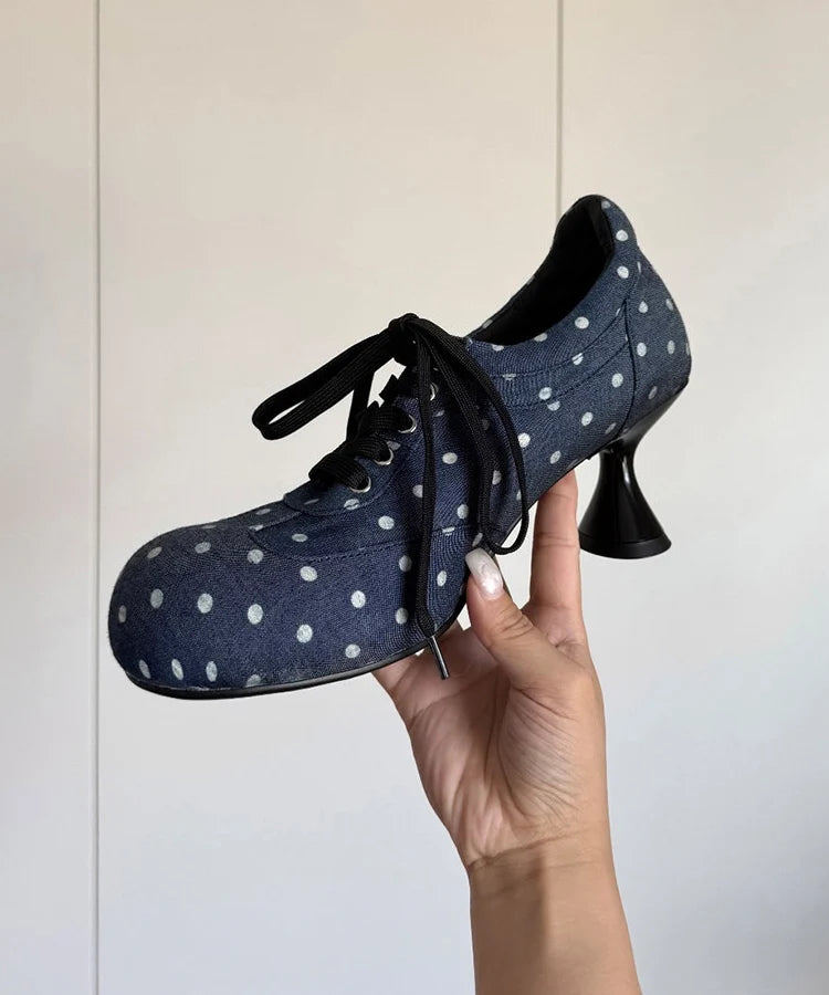 Escarpins à lacets pour femme à motif à pois 3