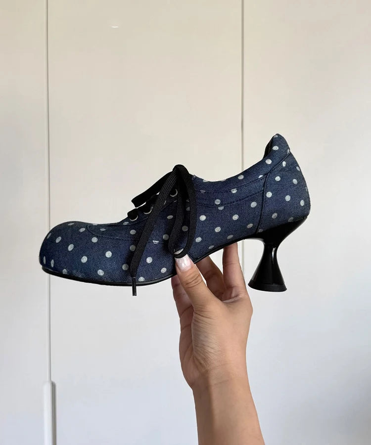 Escarpins à lacets pour femme à motif à pois 4