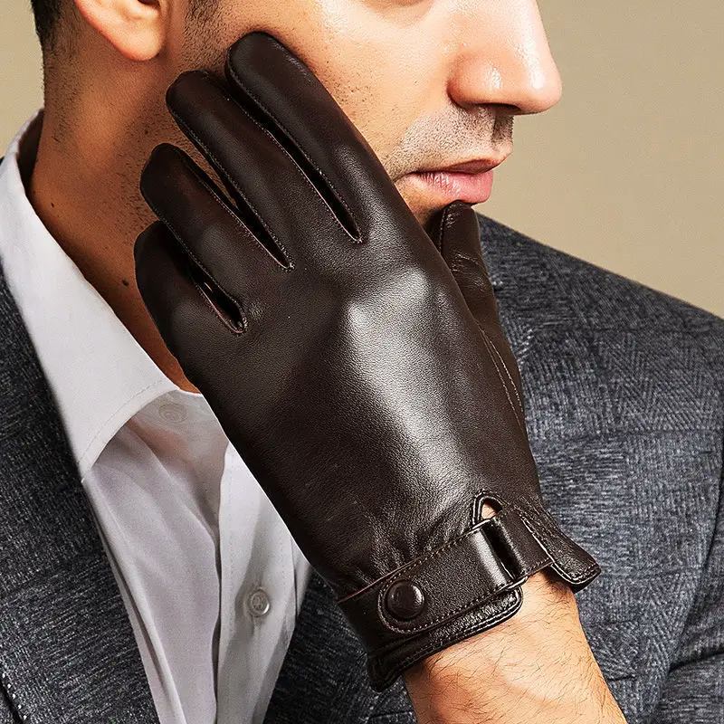 Gants pour hommes en cuir avec doublure en polaire 4