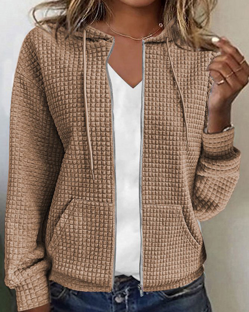 Gilet Femme à Capuche Casual en Tissu Texturé 10