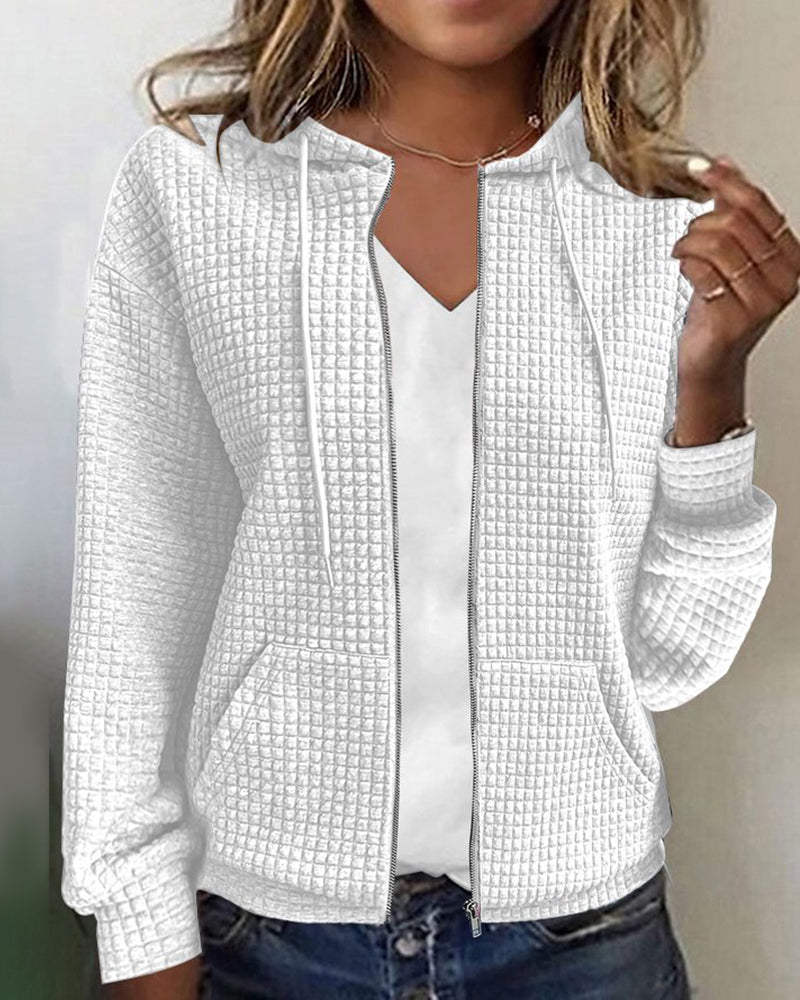 Gilet Femme à Capuche Casual en Tissu Texturé 7