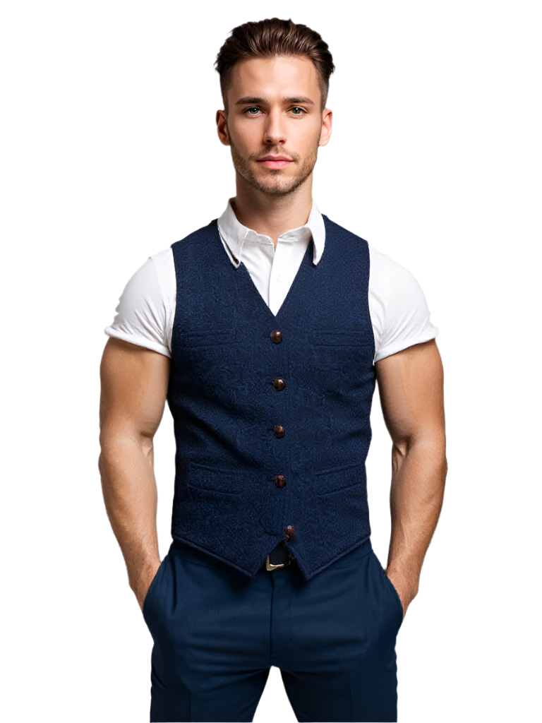Gilet Homme Sans Manche Ajusté en Tissu de Haute Qualité 0