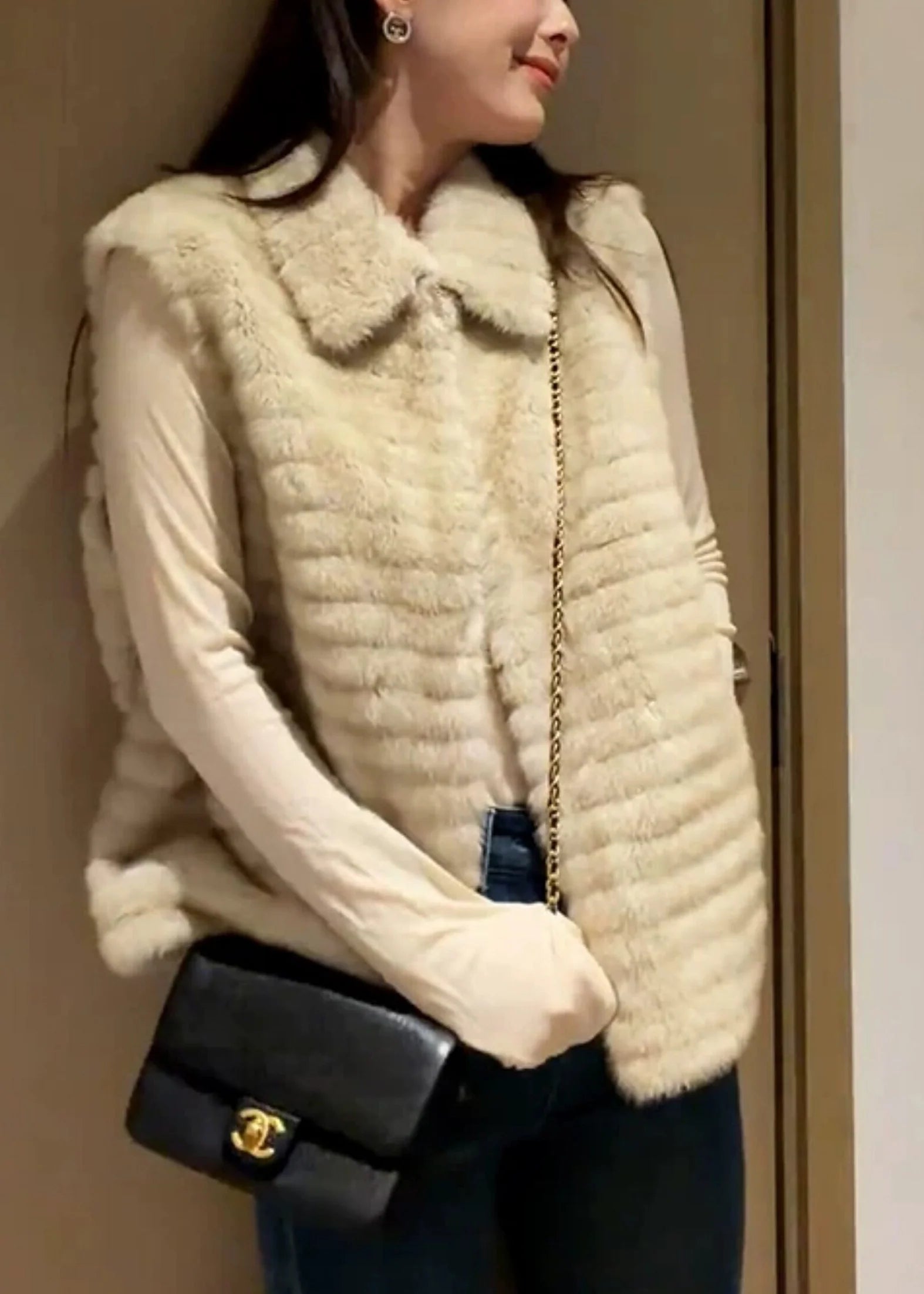 Gilet d'hiver Femme Décontracté Col Claudine Fermeture Éclair Patchwork 4