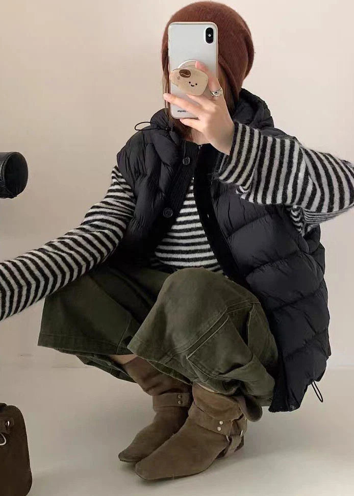 Gilet d'hiver à capuche pour femme coupe ample 2