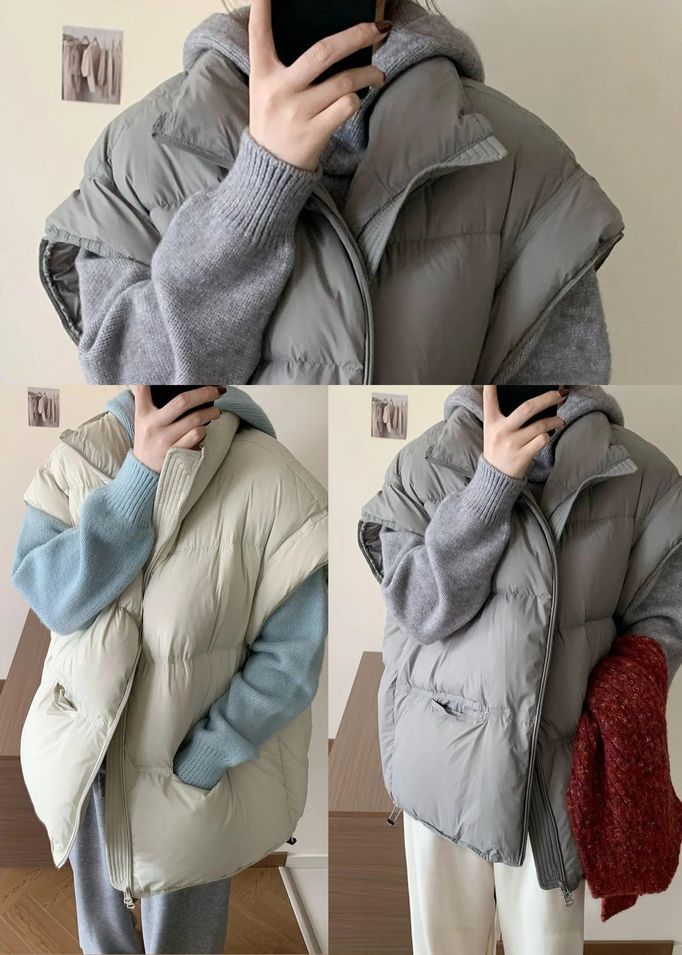 Gilet d'hiver pour homme à poches surdimensionnées style décontracté 4