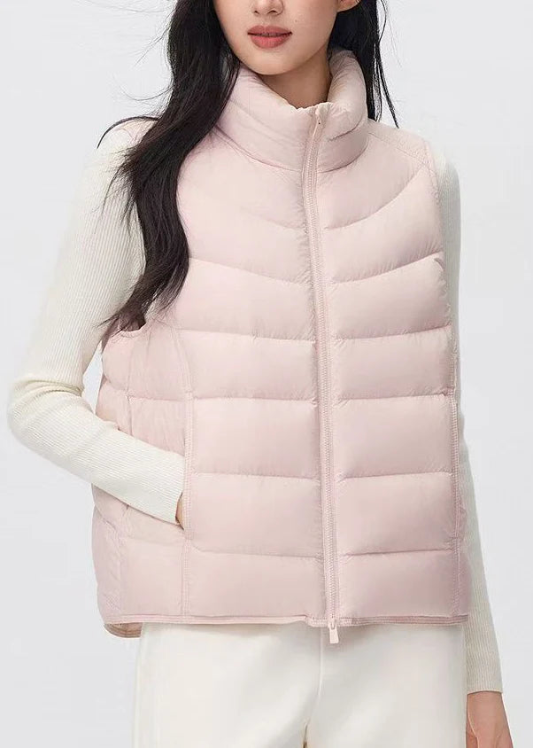 Gilet sans manches à col montant zippé pour femme style décontracté 3